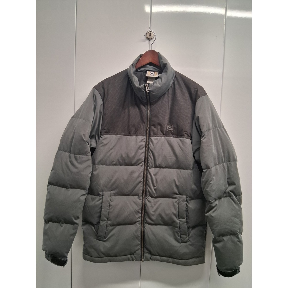Cinch Mens Goose Down Puffer Jacket Grey Charcoal Two Tone Western Coat Sz S